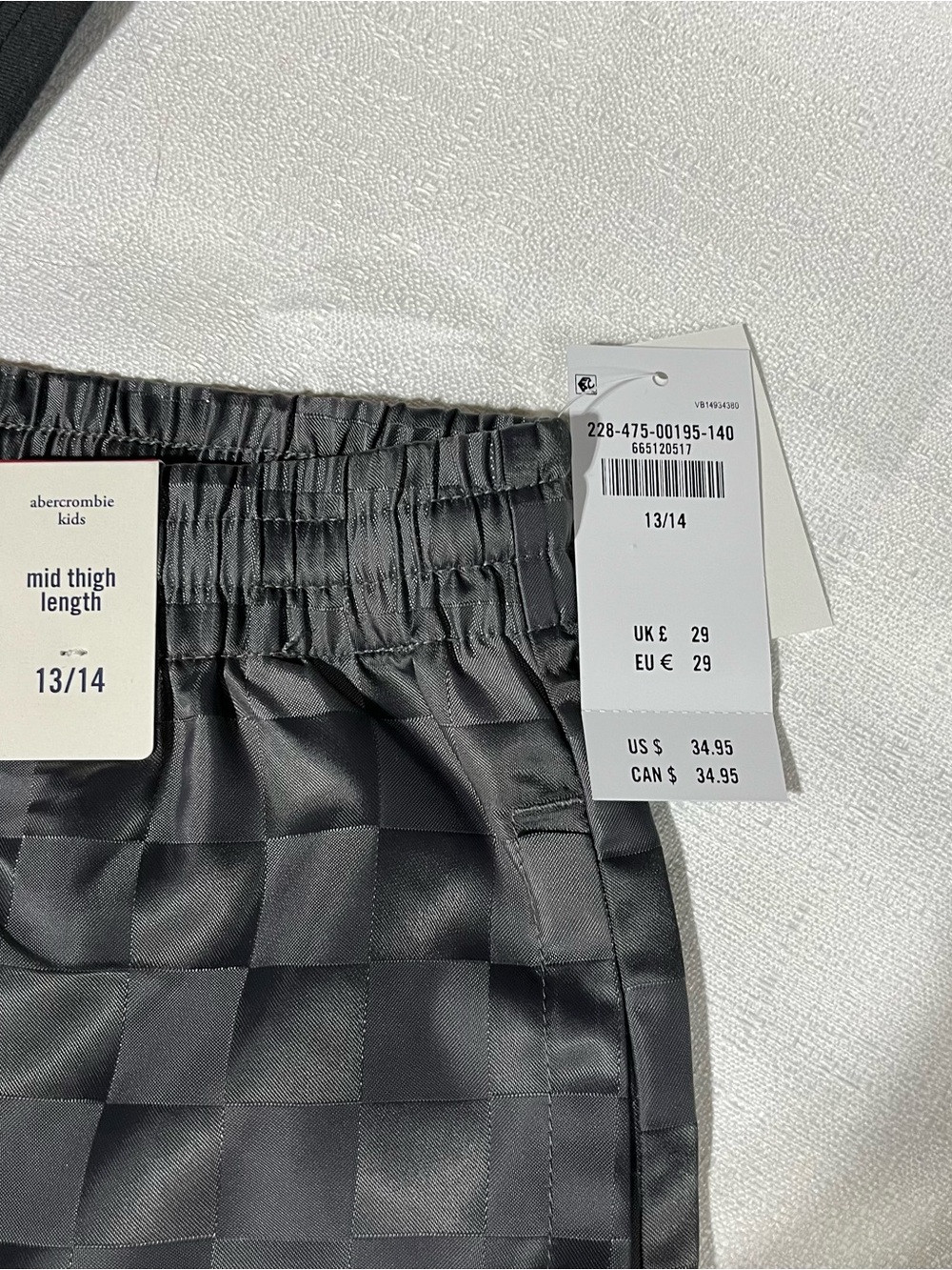 abercrombie kids gray checkered mid-thigh shorts - Picture 2 of 5